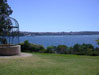 view of Sydney Harbour and gazebo from Royal Botanical Gardens