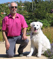 Steve O with Attila the Kuvasz puppy